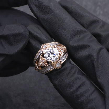 Custom Made 14k Yellow Gold High Fashion Diamond Ring