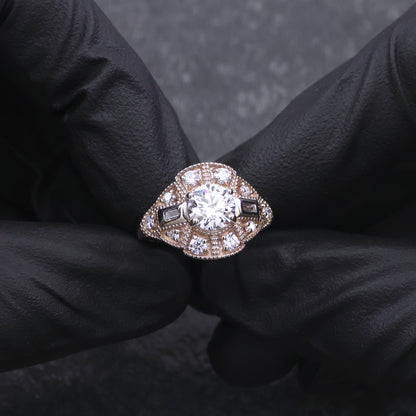 Custom Made 14k Yellow Gold Diamond Antique Style Ring