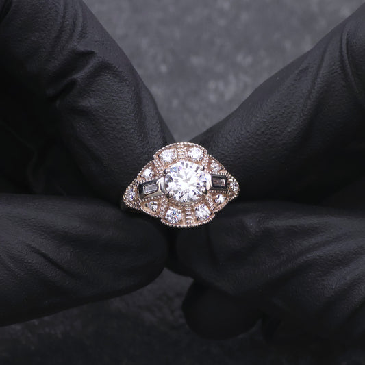 Custom Made 14k Yellow Gold Diamond Antique Style Ring