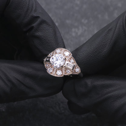 Custom Made 14k Yellow Gold Diamond Antique Style Ring