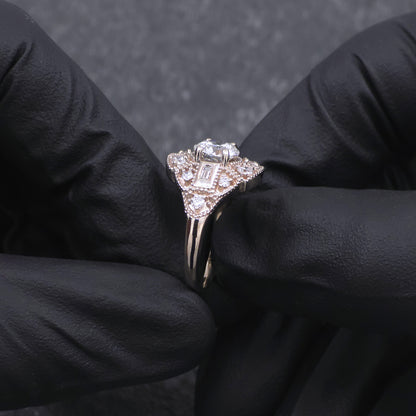 Custom Made 14k Yellow Gold Diamond Antique Style Ring