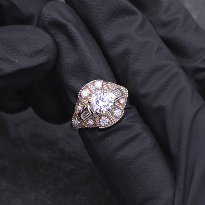 Custom Made 14k Yellow Gold Diamond Antique Style Ring