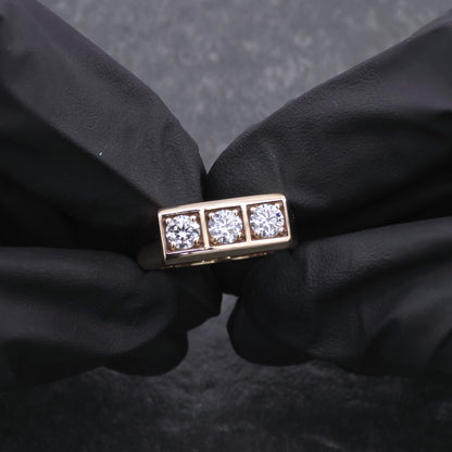 14k Yellow Gold Diamond Gents Bar Ring