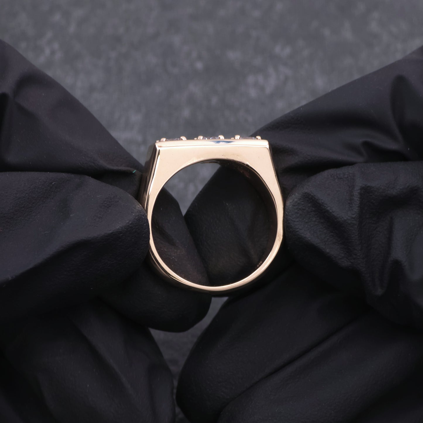 14k Yellow Gold Diamond Gents Bar Ring