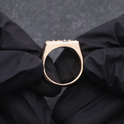 14k Yellow Gold Diamond Gents Bar Ring
