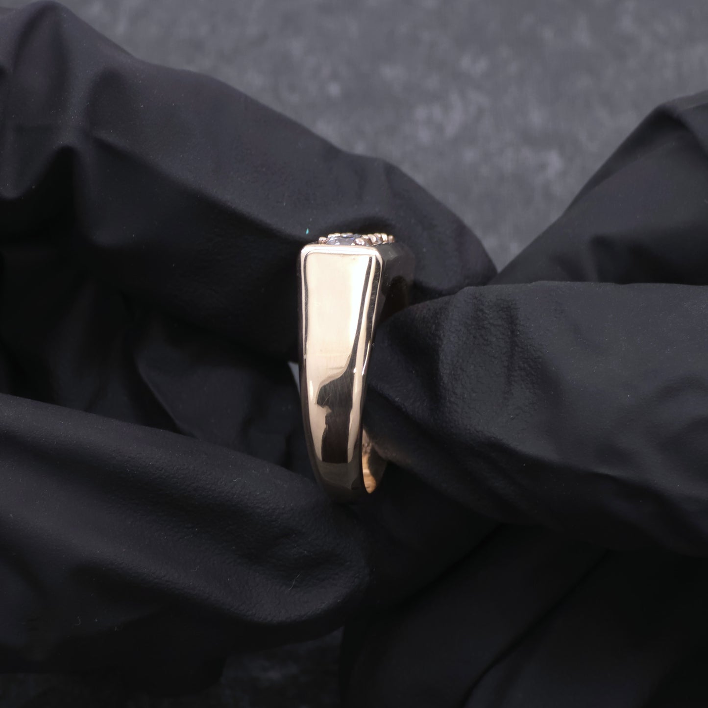 14k Yellow Gold Diamond Gents Bar Ring