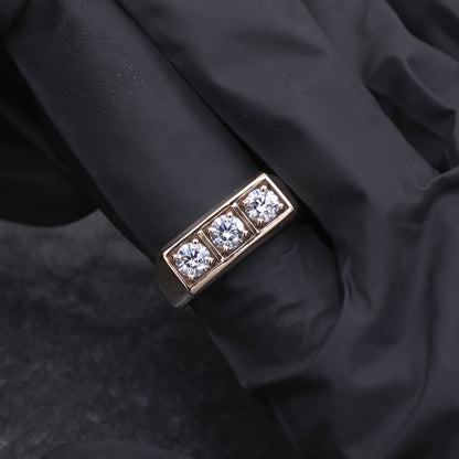 14k Yellow Gold Diamond Gents Bar Ring