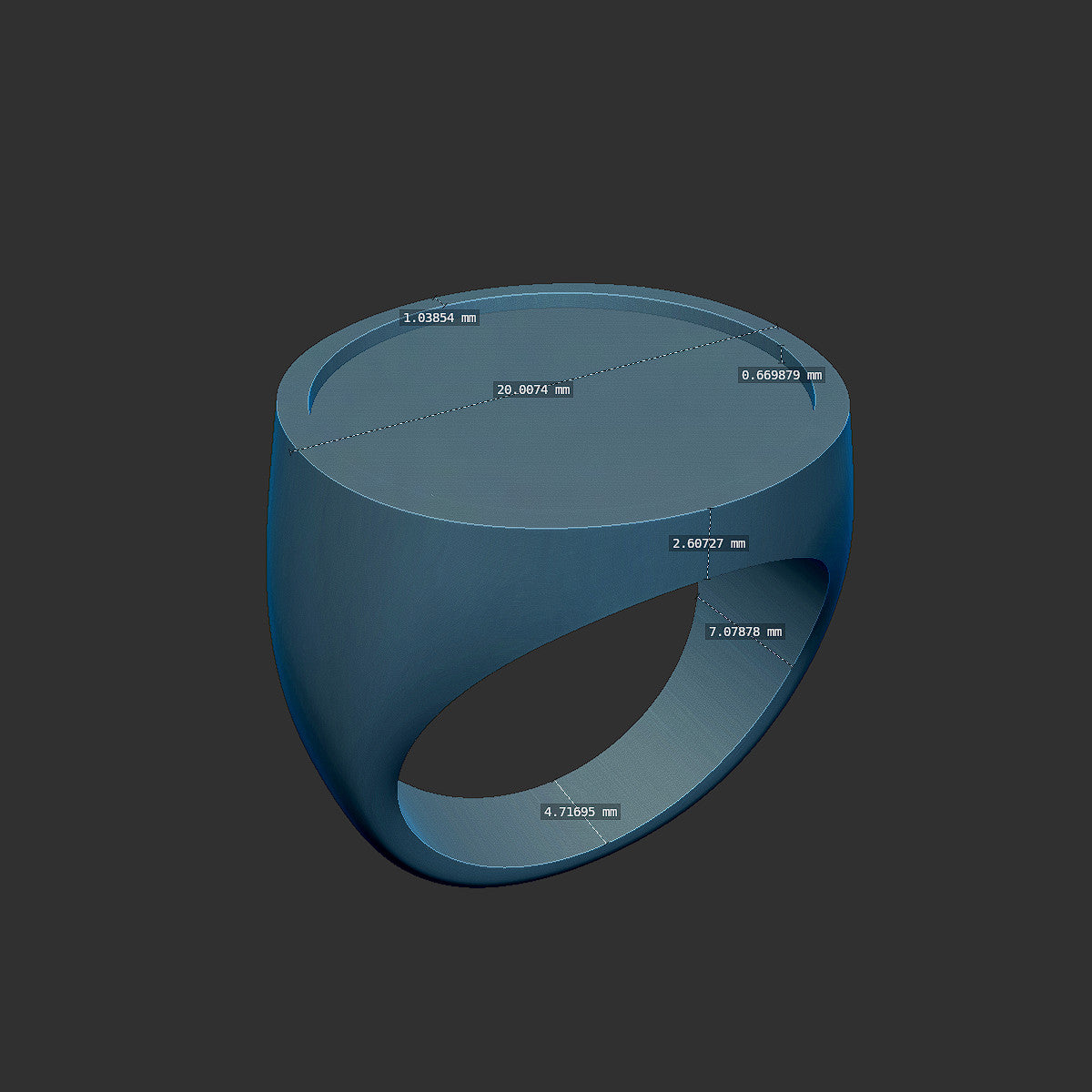 20mm Round Recessed Signet Ring 3d Model