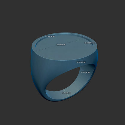 20mm Round Recessed Signet Ring 3d Model
