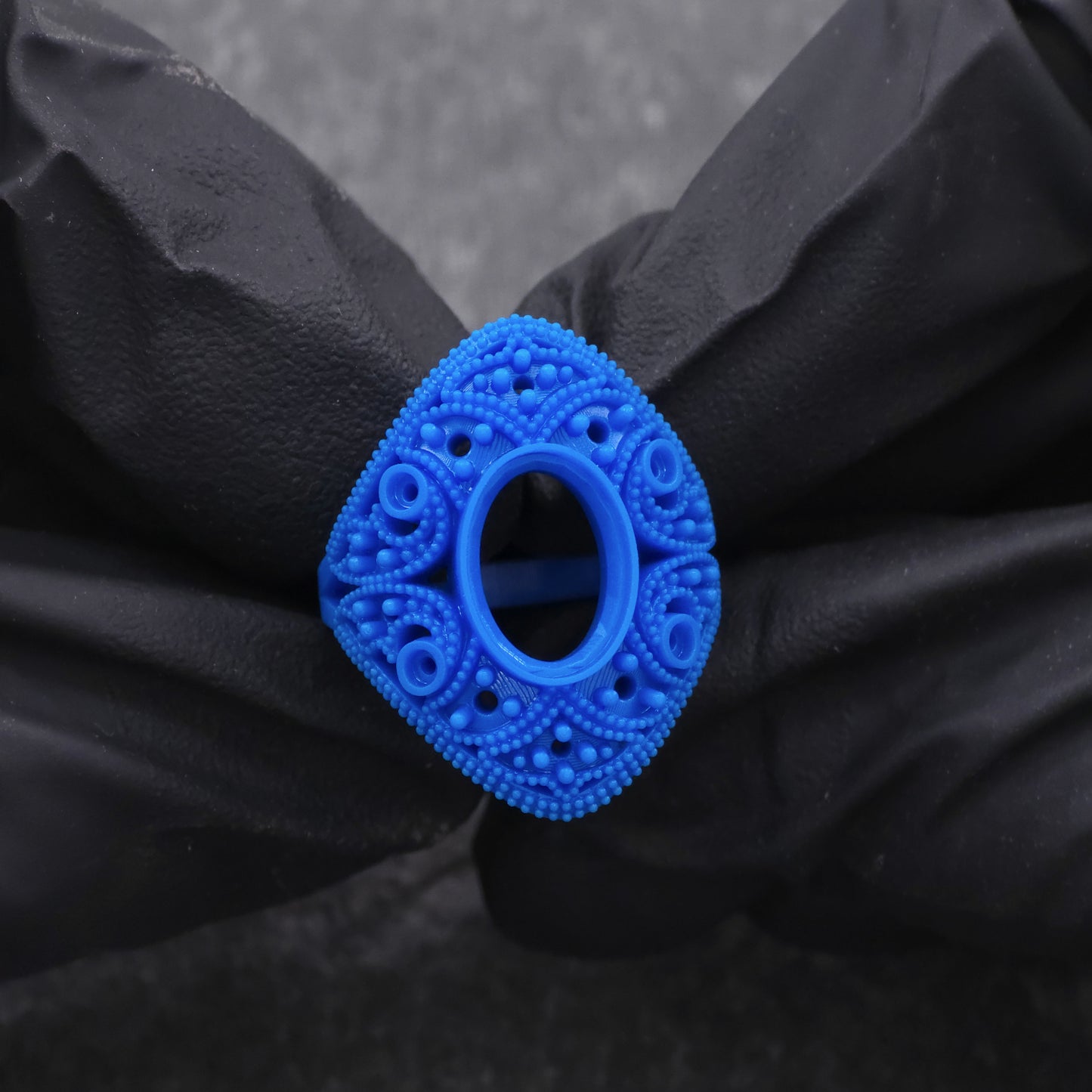 3d Print of Fuax Antique Style Sapphire and Diamond Ring