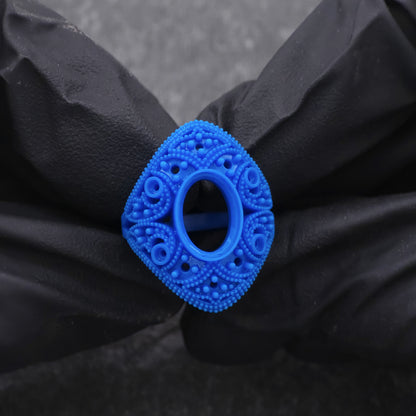 3d Print of Fuax Antique Style Sapphire and Diamond Ring