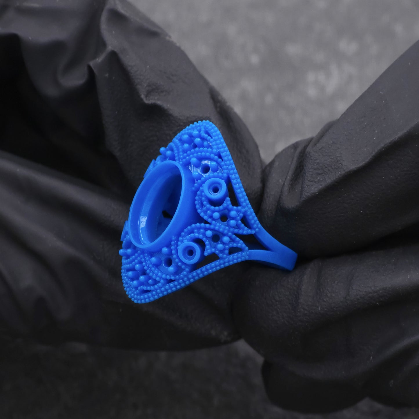 3d Print of Fuax Antique Style Sapphire and Diamond Ring