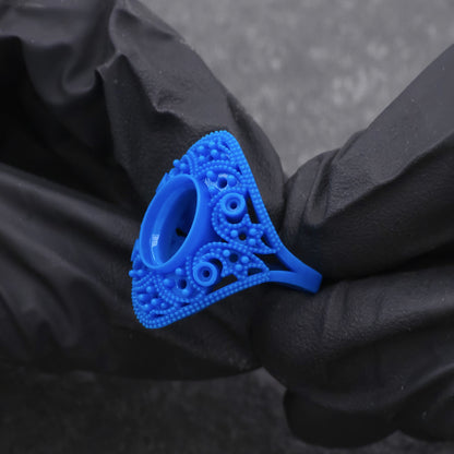 3d Print of Fuax Antique Style Sapphire and Diamond Ring