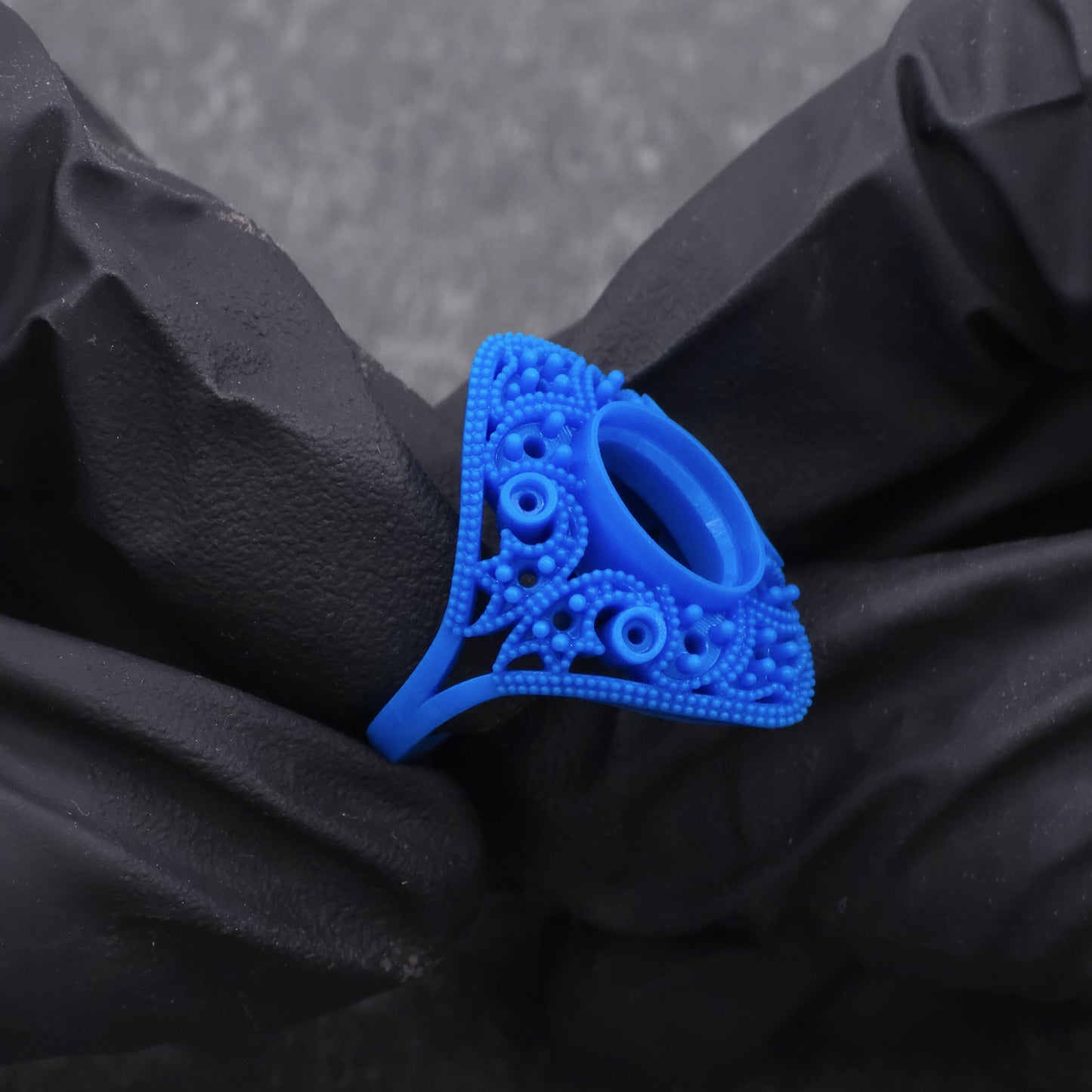 3d Print of Fuax Antique Style Sapphire and Diamond Ring