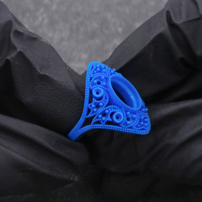 3d Print of Fuax Antique Style Sapphire and Diamond Ring