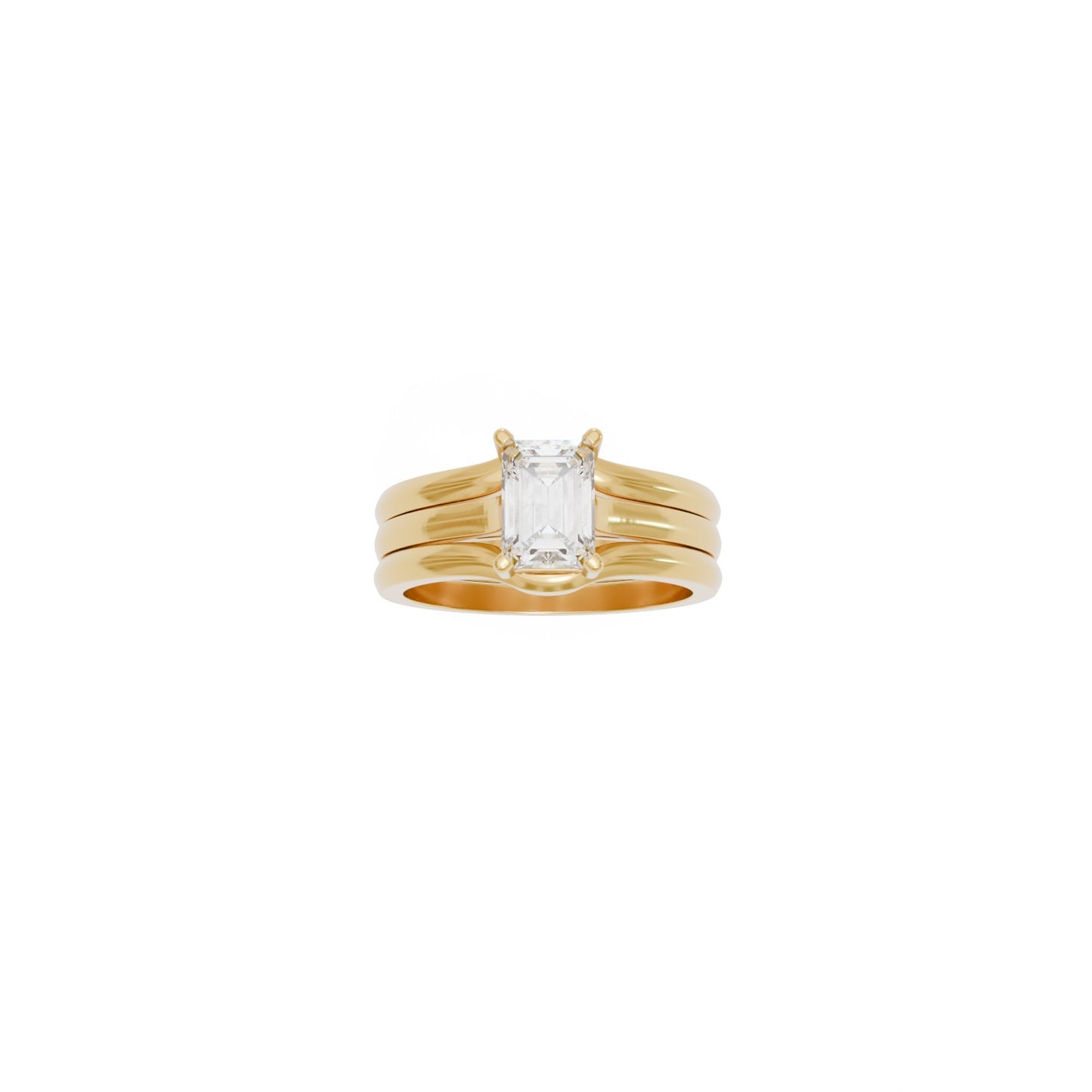7x5 Emerald Cut Wedding Set 3d Model