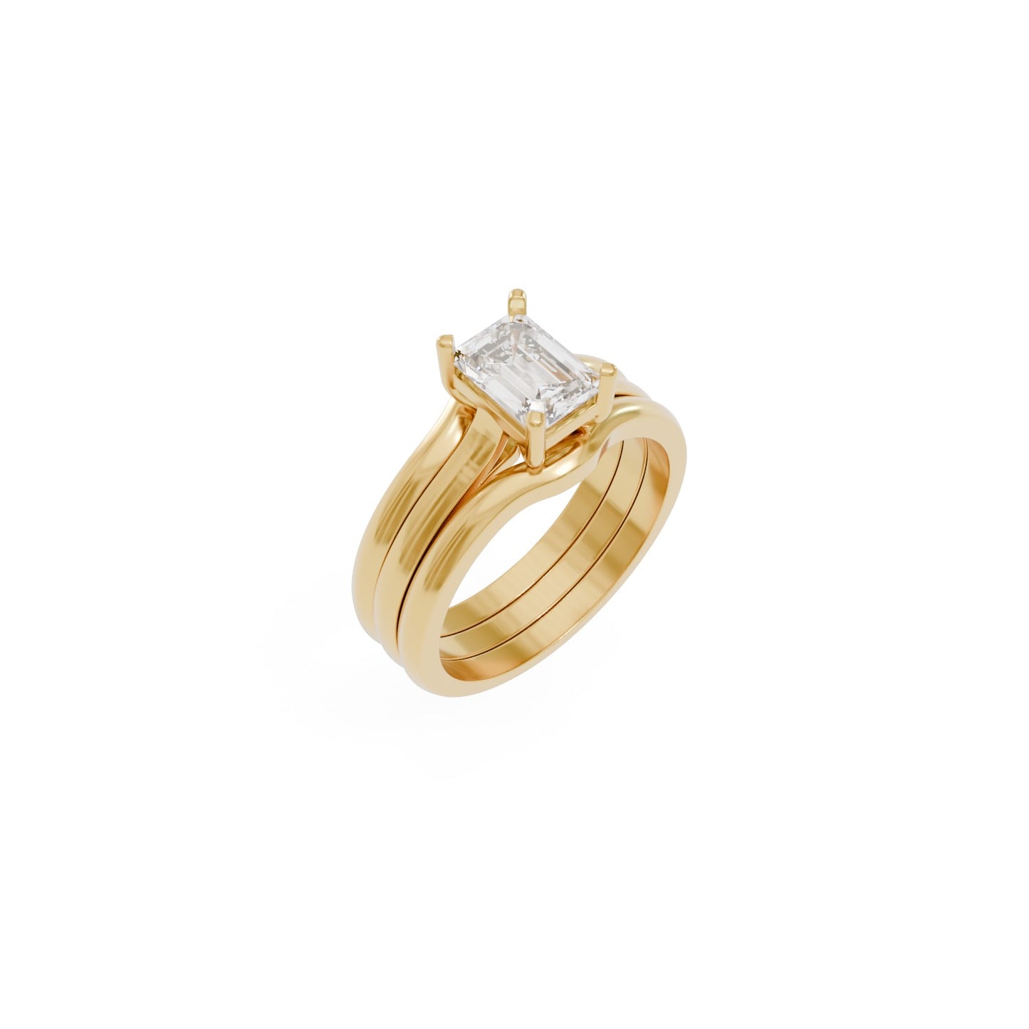 7x5 Emerald Cut Wedding Set 3d Model