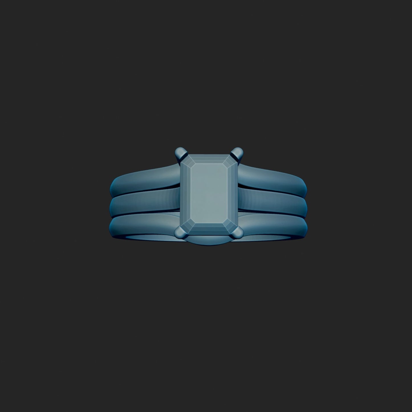 7x5 Emerald Cut Wedding Set 3d Model