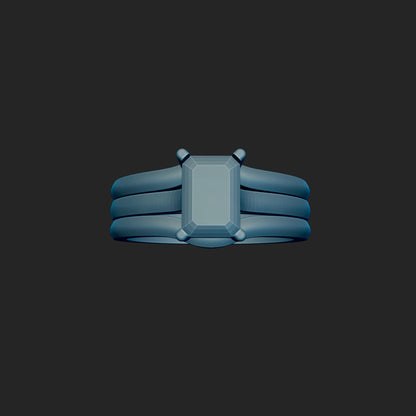 7x5 Emerald Cut Wedding Set 3d Model