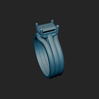 7x5 Emerald Cut Wedding Set 3d Model