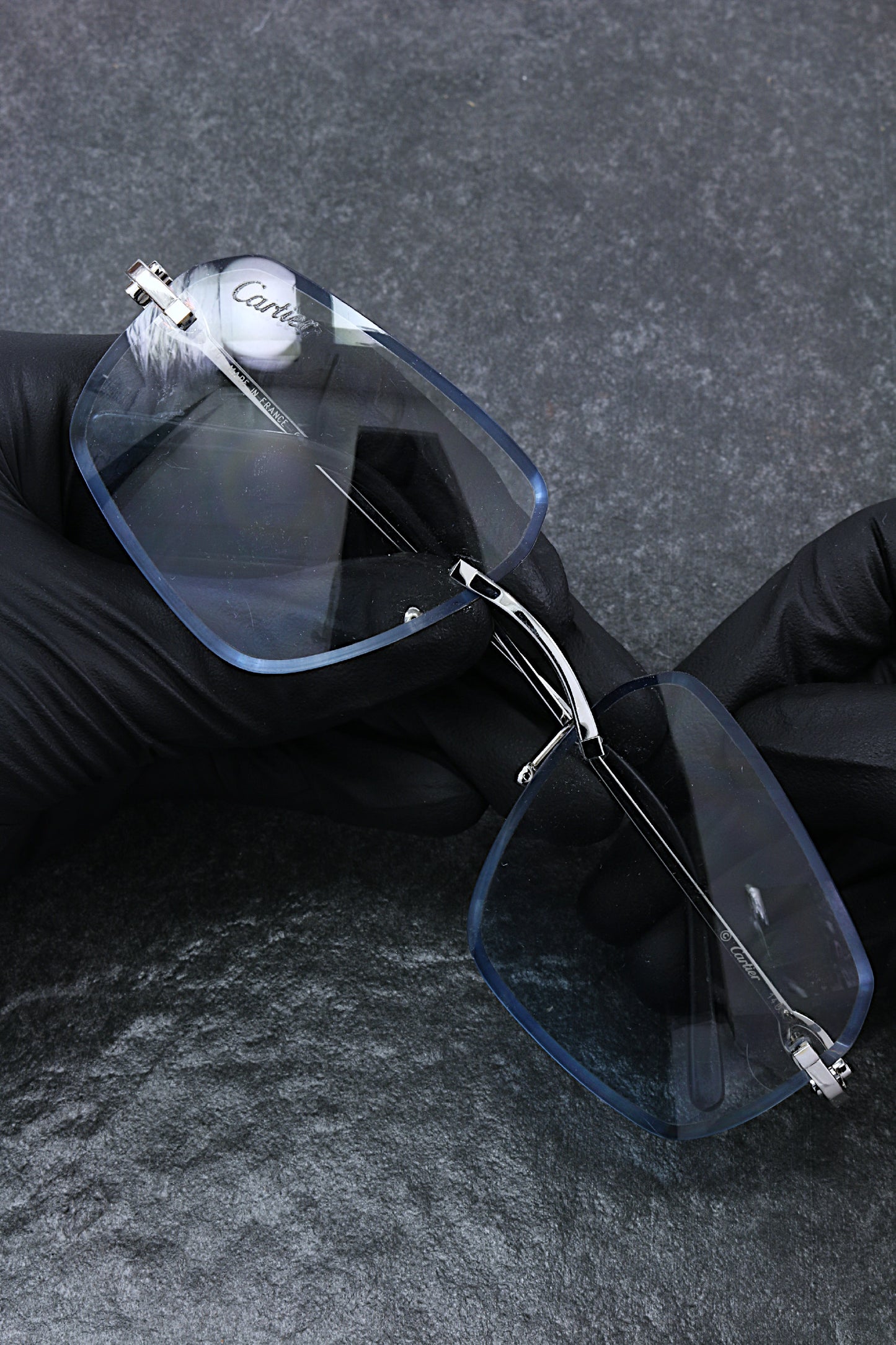Custom 14k White Gold Diamond and Sapphire Cartier Glasses