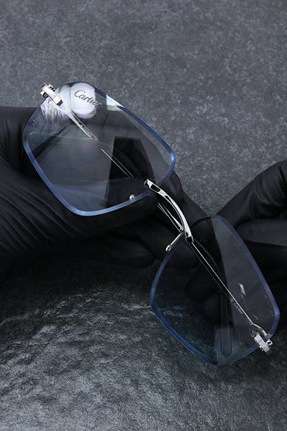 Custom 14k White Gold Diamond and Sapphire Cartier Glasses
