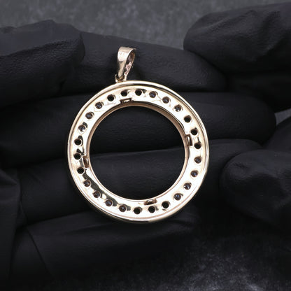 14k Yellow Gold Diamond and Emerald Custom Coin Bezel Pendant
