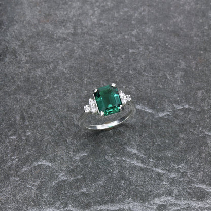 Custom Made Emerald and Diamond Ring