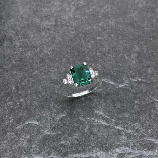 Custom Made Emerald and Diamond Ring