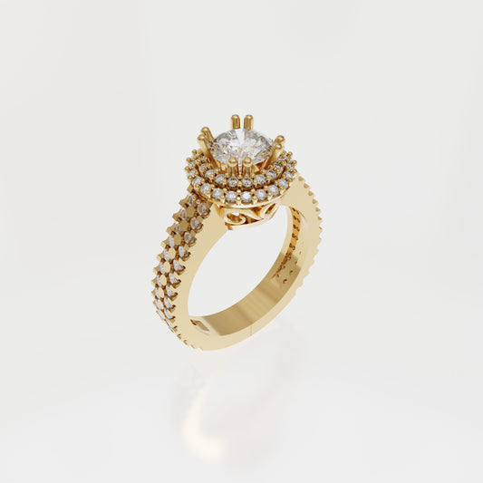 High Fashion Diamond Halo Engagement Ring