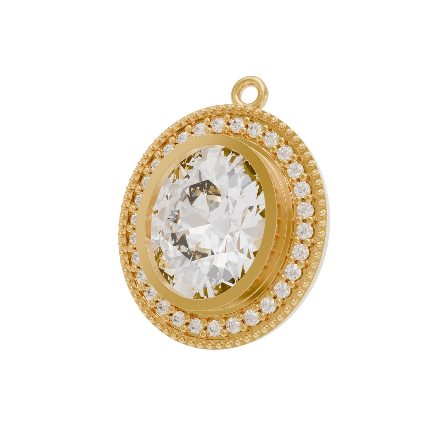 Oval and Round Diamond Pendant 3d Model