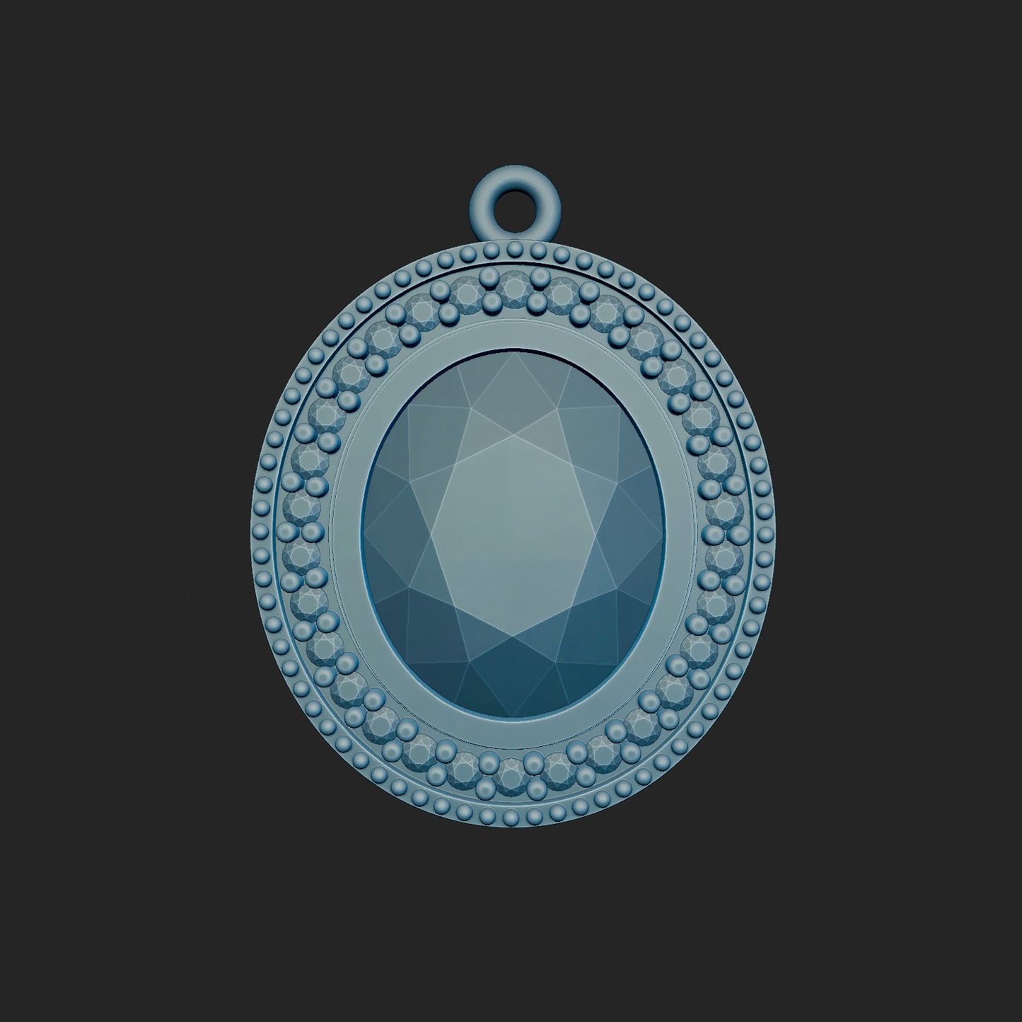Oval and Round Diamond Pendant 3d Model
