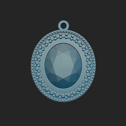 Oval and Round Diamond Pendant 3d Model