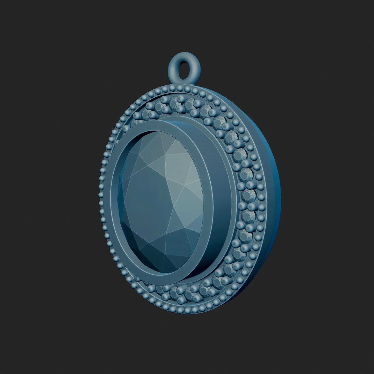 Oval and Round Diamond Pendant 3d Model
