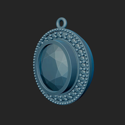 Oval and Round Diamond Pendant 3d Model