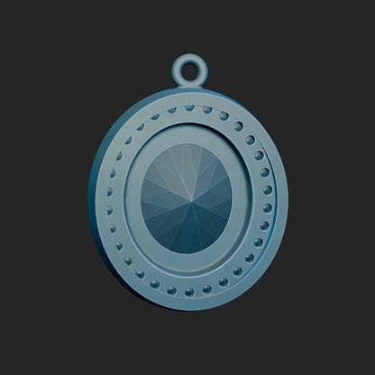 Oval and Round Diamond Pendant 3d Model