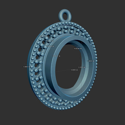 Oval and Round Diamond Pendant 3d Model