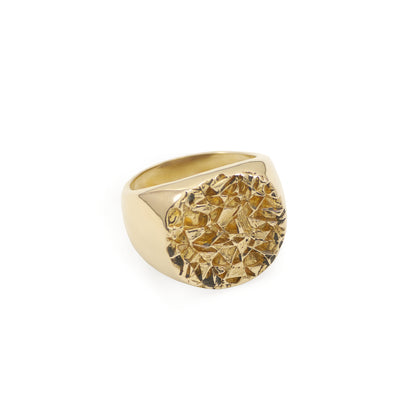 Nugget Pattern Textured Signet Ring