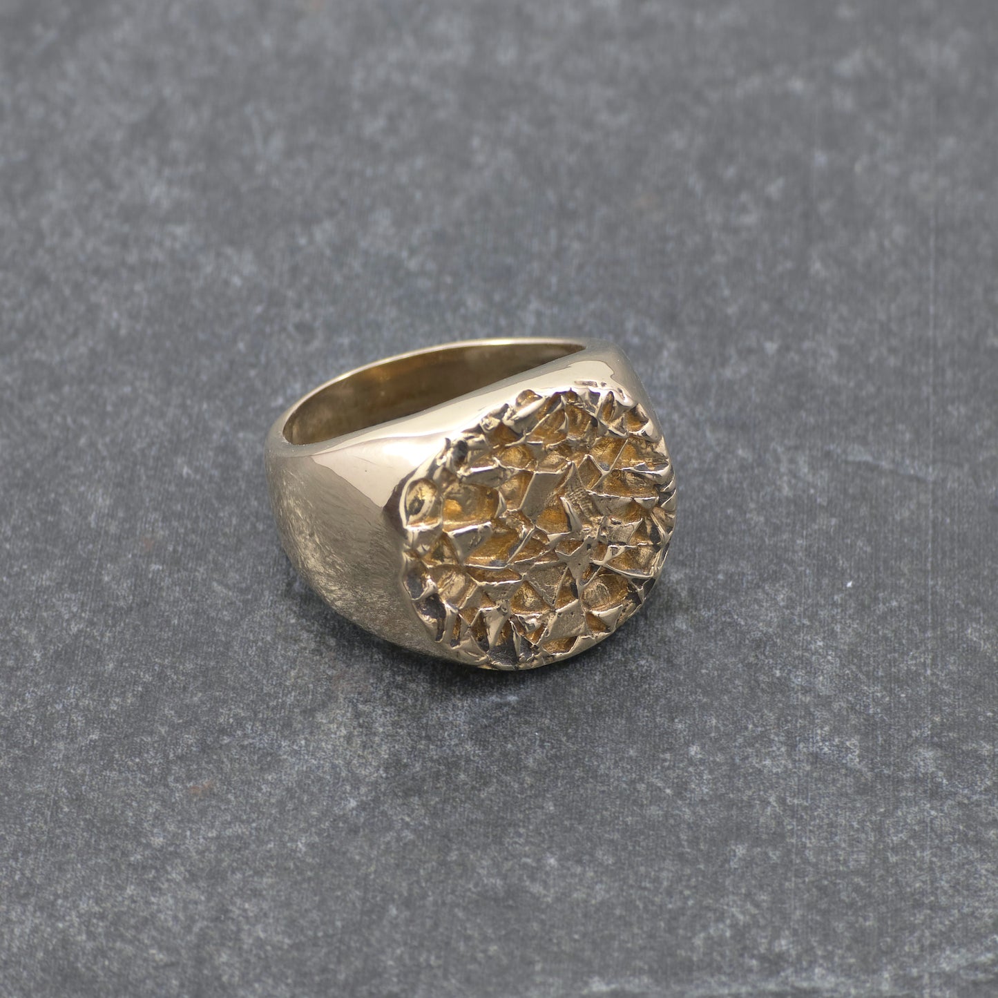 Nugget Pattern Textured Signet Ring