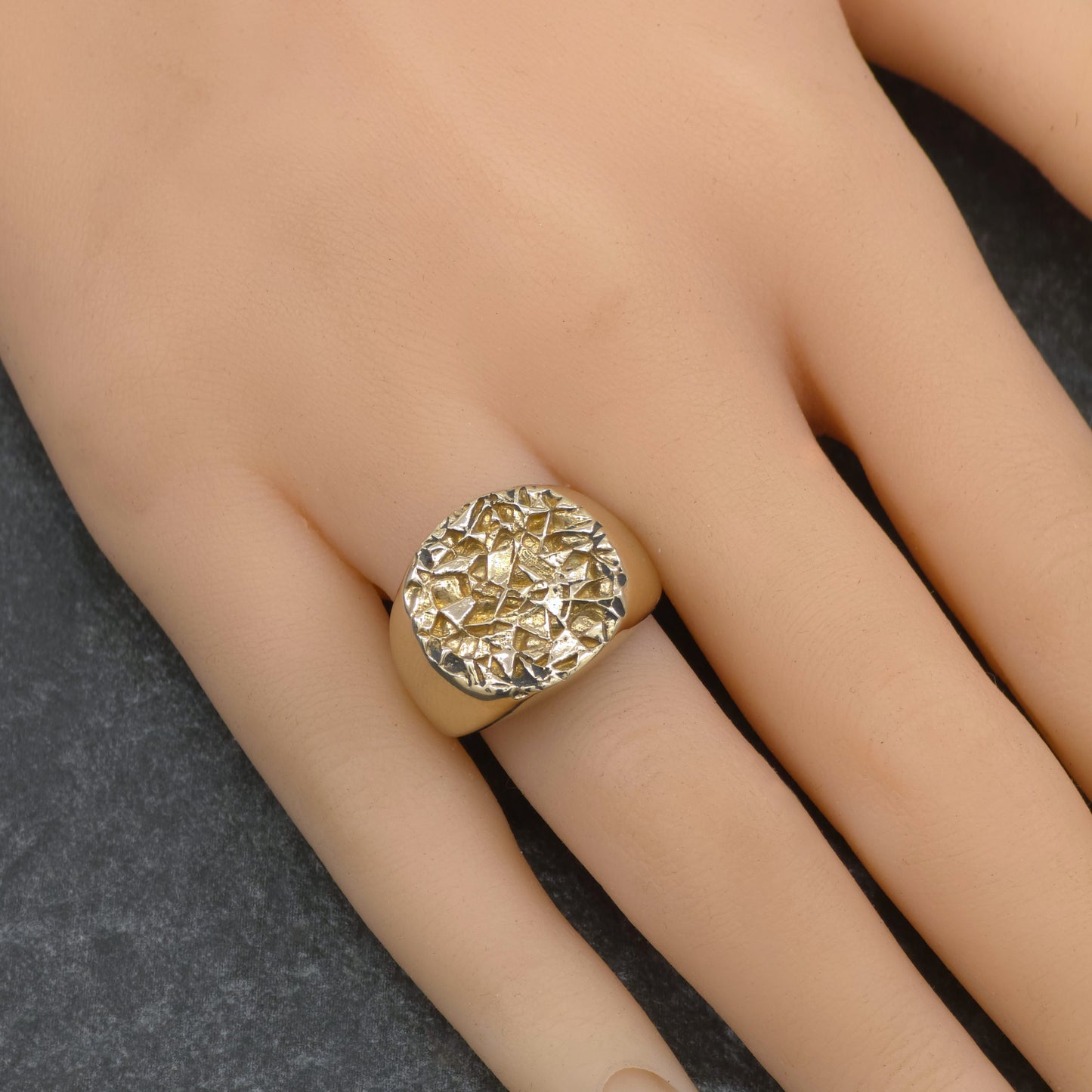 Nugget Pattern Textured Signet Ring