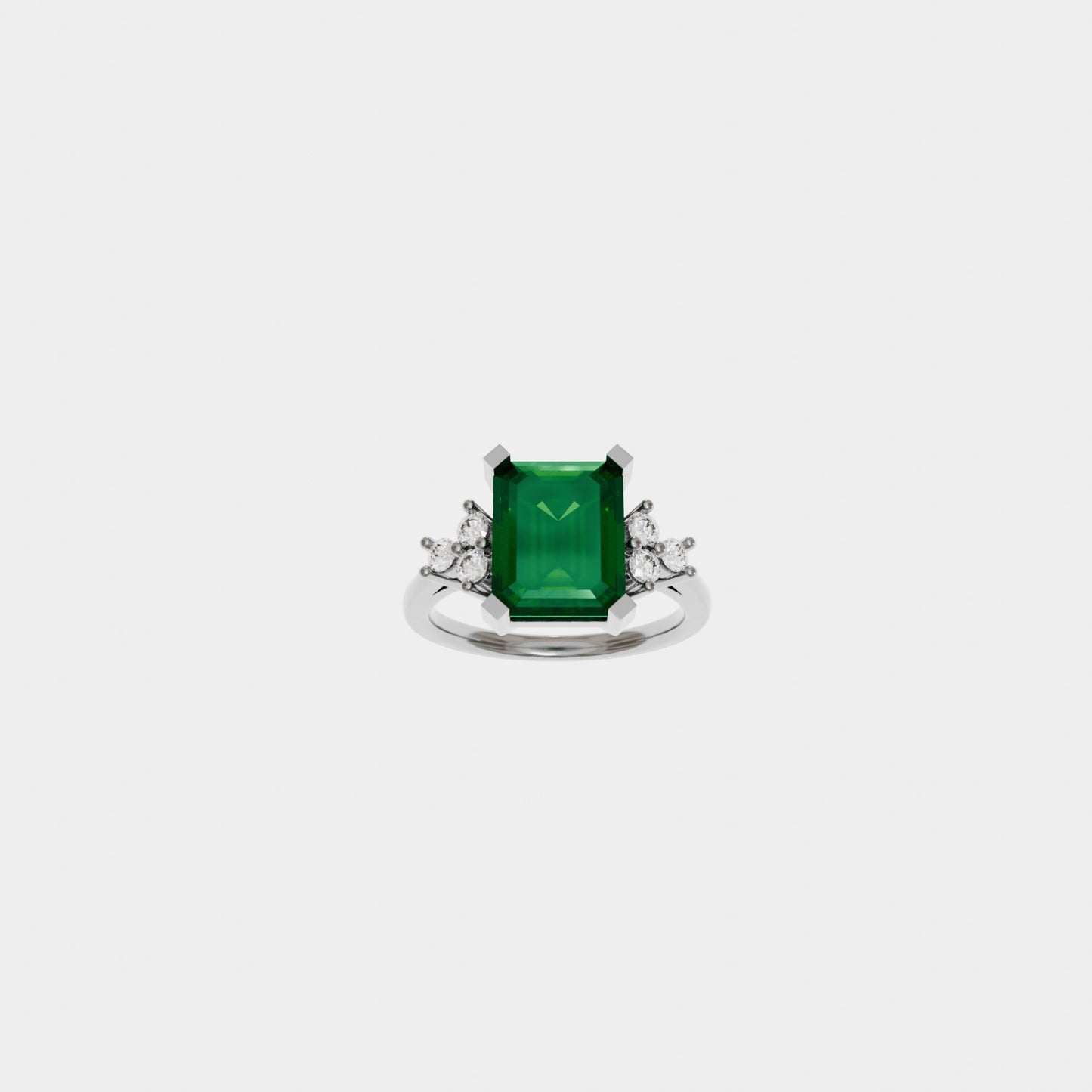 Custom Made Emerald and Diamond Ring