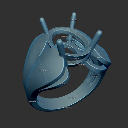 Faux Vintage Style Cocktail Ring 3d Model