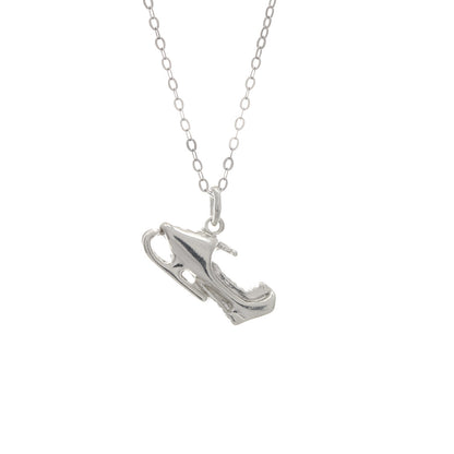 925 Sterling Silver Snowmobile Necklace With 22" Hypoallergenic Cable Chain Necklace