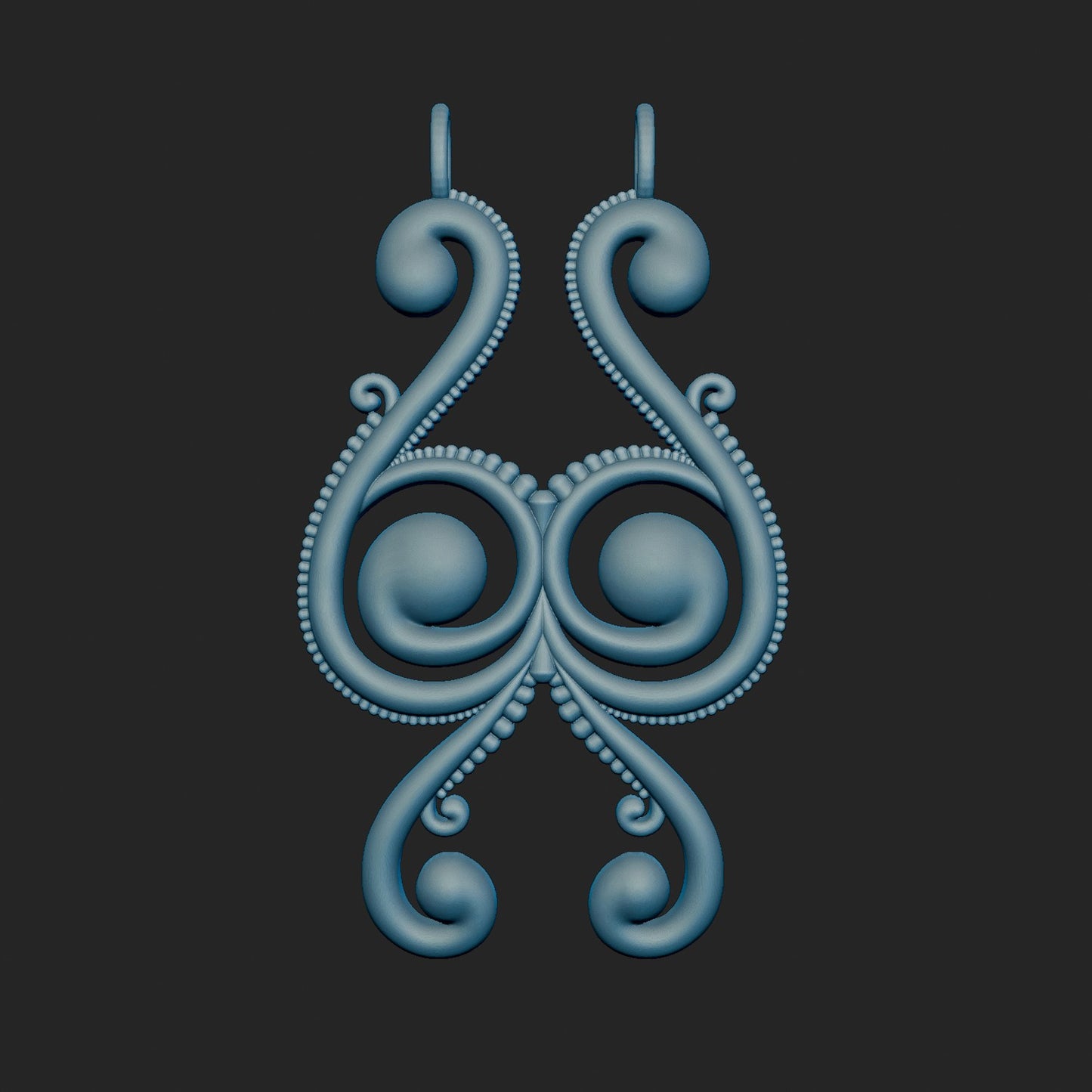 Free Form Beaded Scroll Pattern Slide Pendant 3d Model