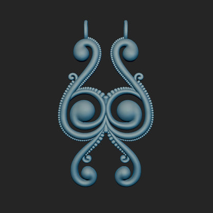 Free Form Beaded Scroll Pattern Slide Pendant 3d Model