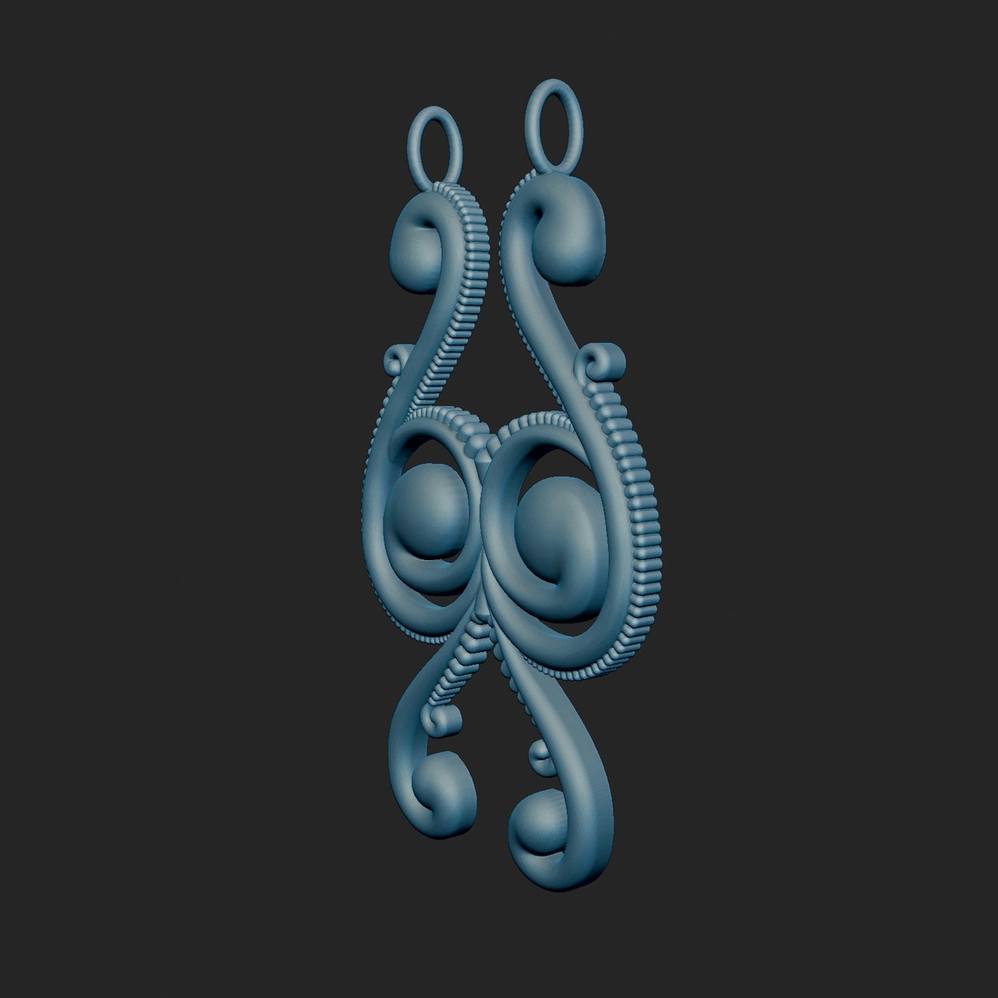 Free Form Beaded Scroll Pattern Slide Pendant 3d Model