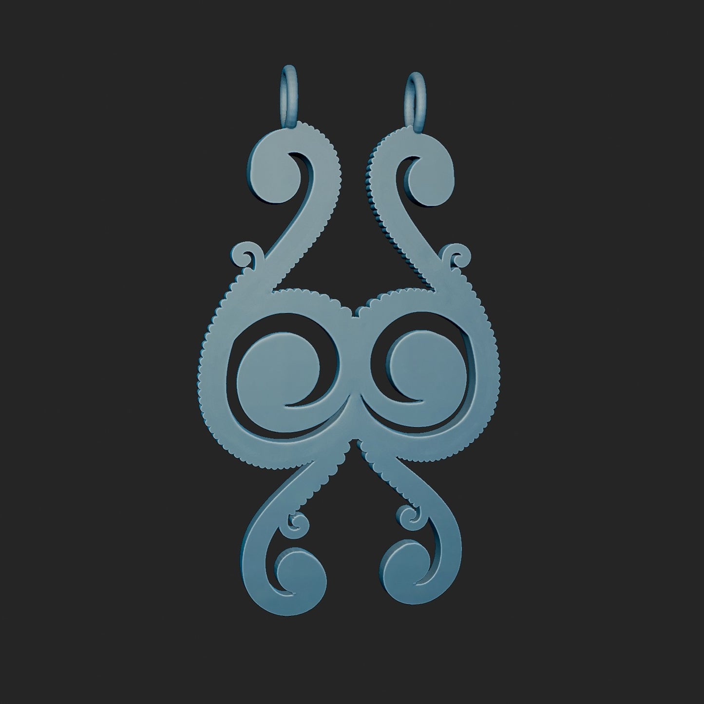 Free Form Beaded Scroll Pattern Slide Pendant 3d Model