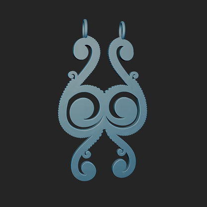 Free Form Beaded Scroll Pattern Slide Pendant 3d Model