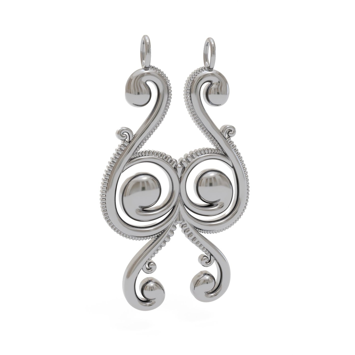 Free Form Beaded Scroll Pattern Slide Pendant 3d Model