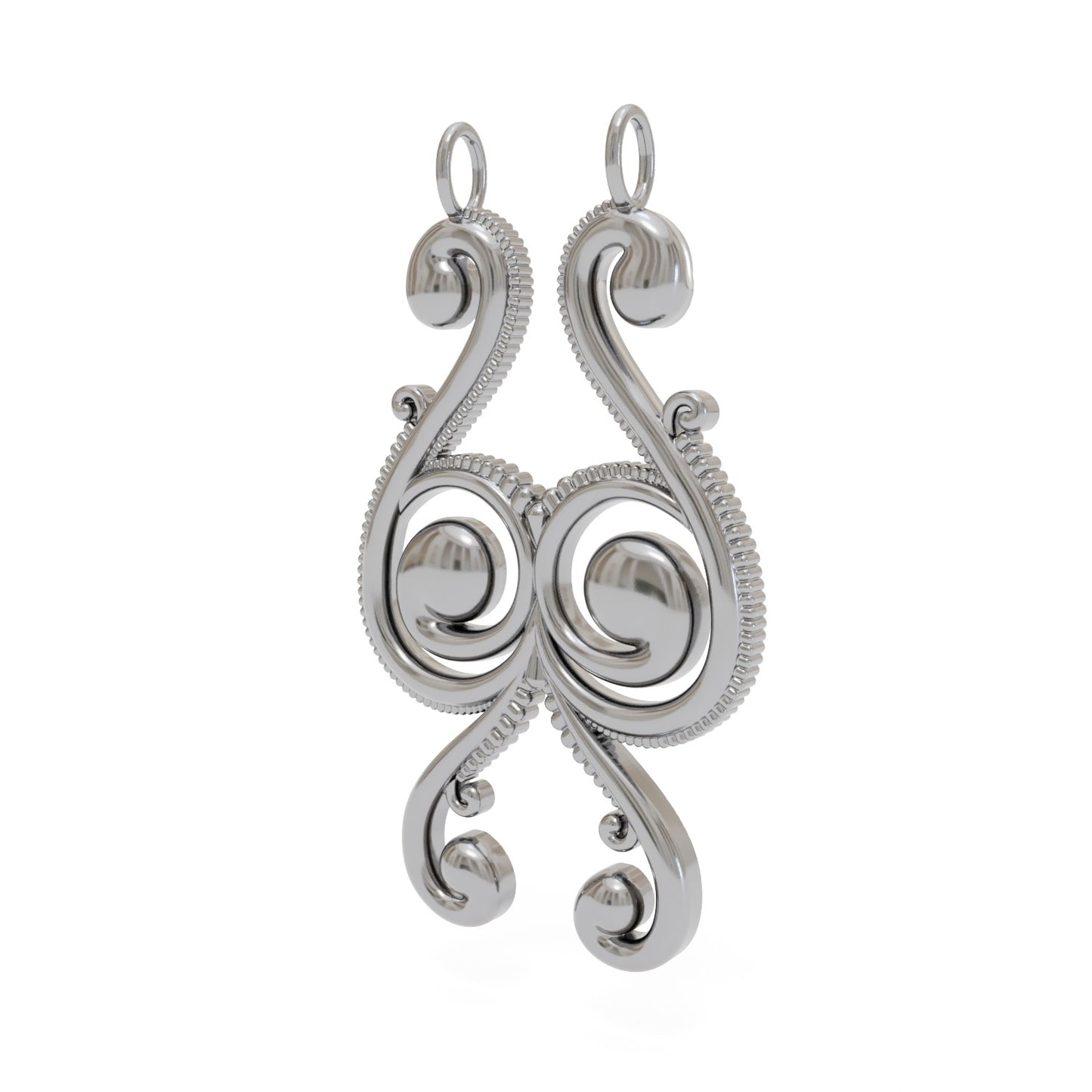 Free Form Beaded Scroll Pattern Slide Pendant 3d Model